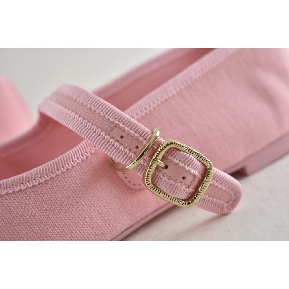 Chanel 25S Pink Fabric Black CC Logo Mary Jane Strap Ballerina Ballet Flat 37 - Picture 14 of 16